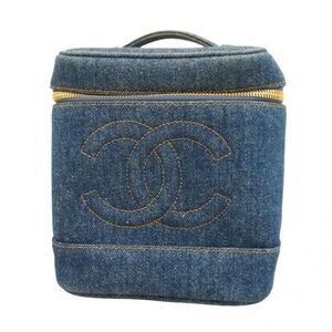 Chanel Vanity Bag Denim Blue Gold Hardware Women's